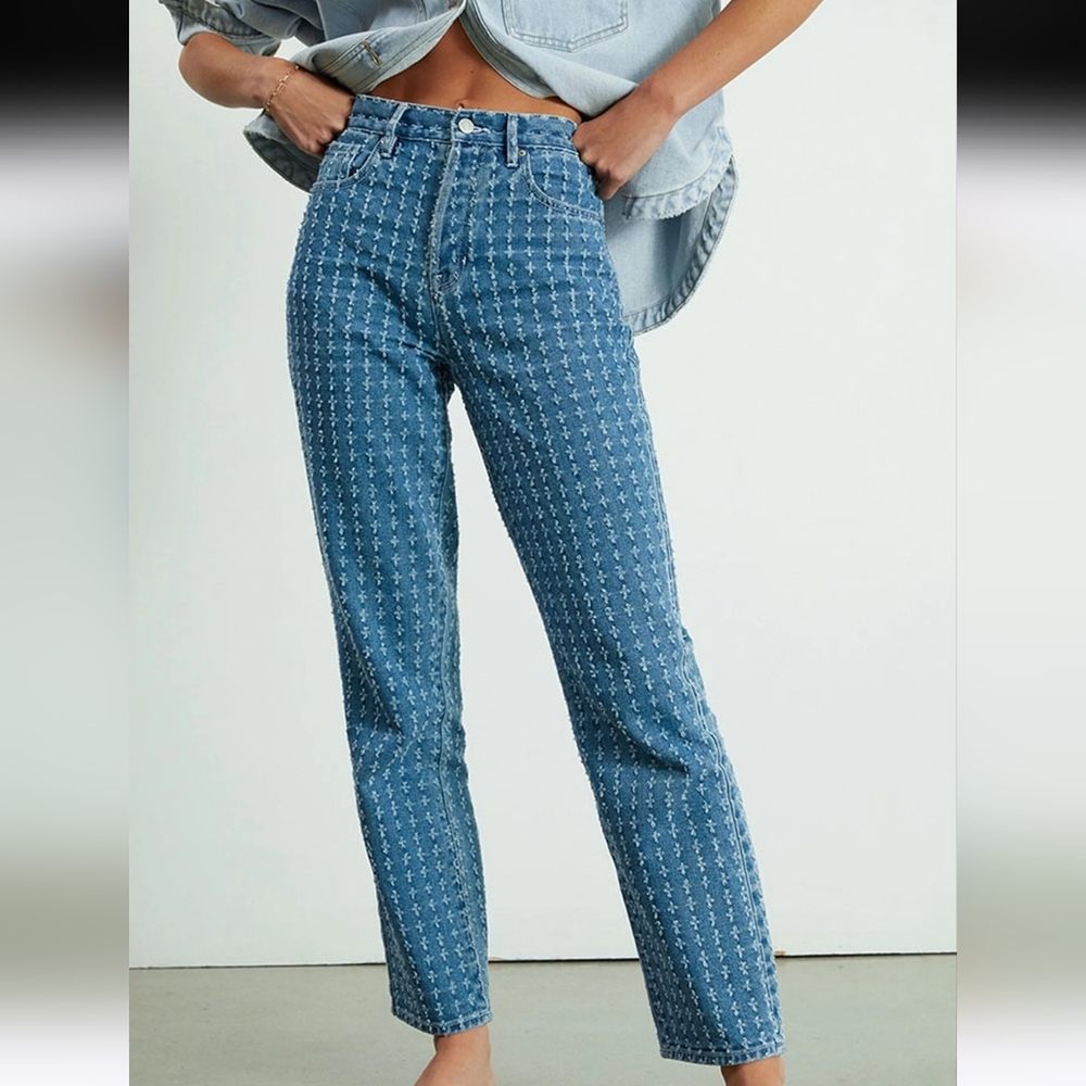PacSun Medium Blue Distressed Dad Jeans, Size 24